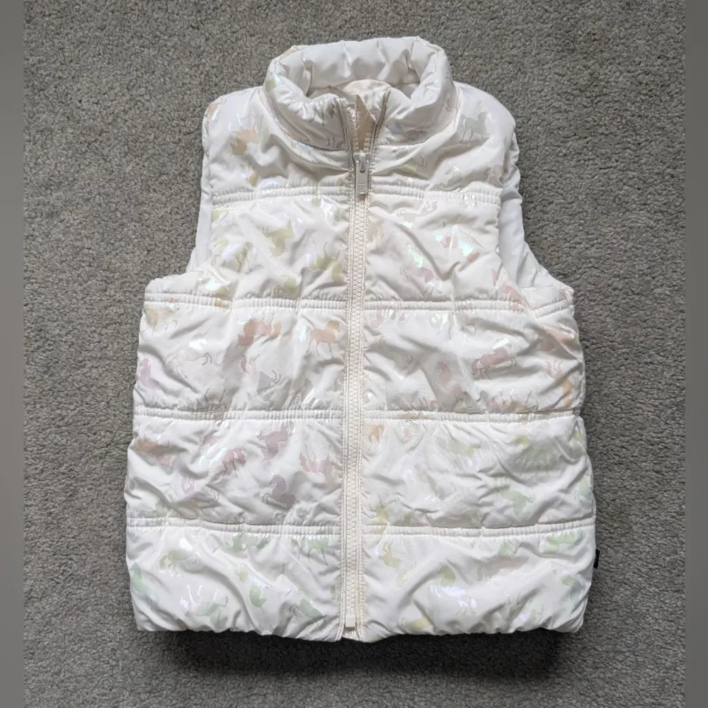 Gap White Iridescent Unicorn Vest size 5